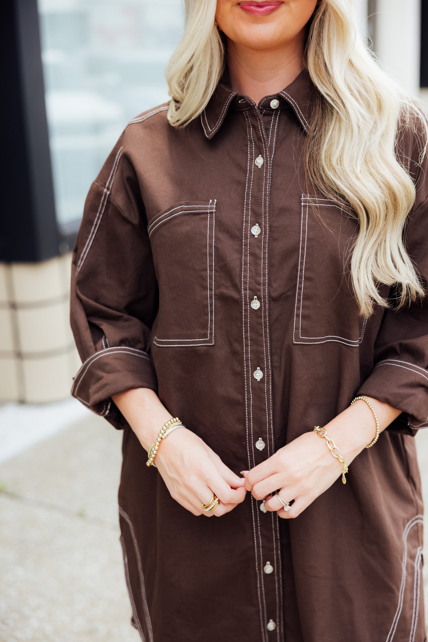 Espresso Stitch Mini Dress